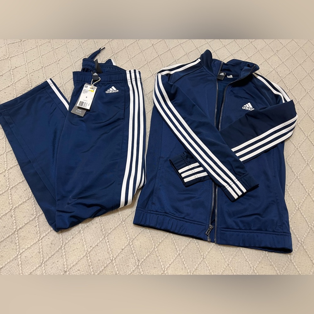 Adidas Dark Blue Jacket with Pants with White Accents